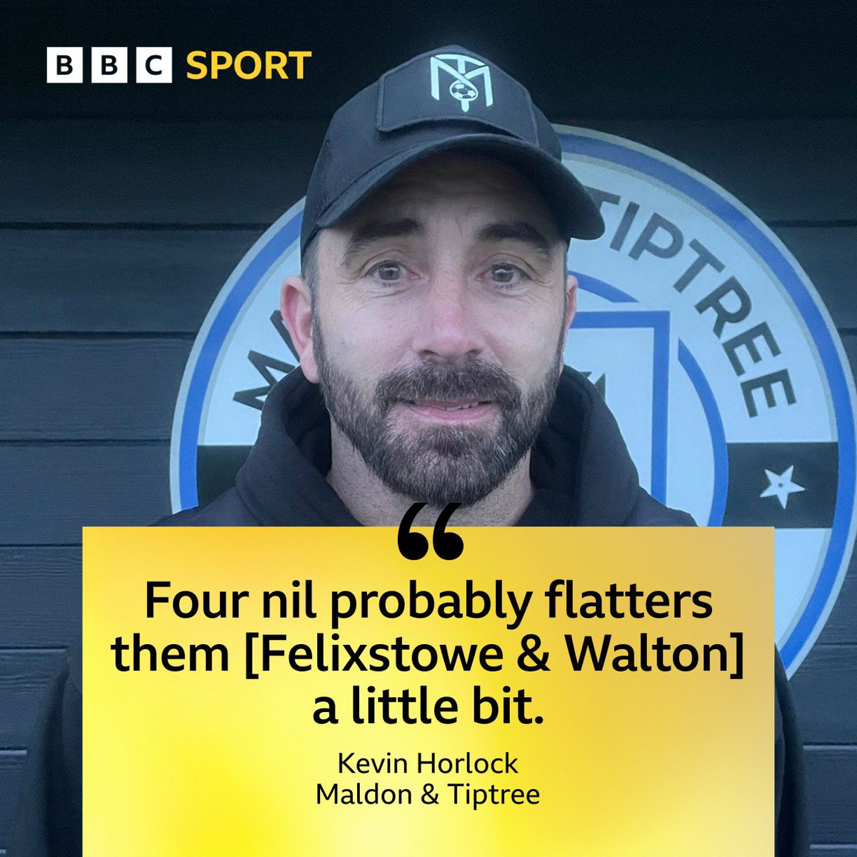 BBCEssexSport's tweet photo. LISTEN ⚽️

@MaldonTiptreeFC boss Kevin Horlock reacts after his team's 4-0 thrashing of title rivals @Felixseasiders. 

🔊https://t.co/JI40dVcD9h https://t.co/GmgrRBJ05o