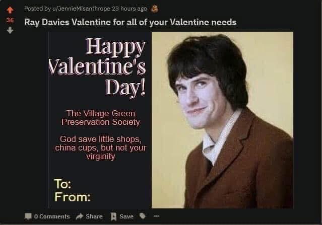 Happy #valentinesday from #TheKinks  and #RayDavies