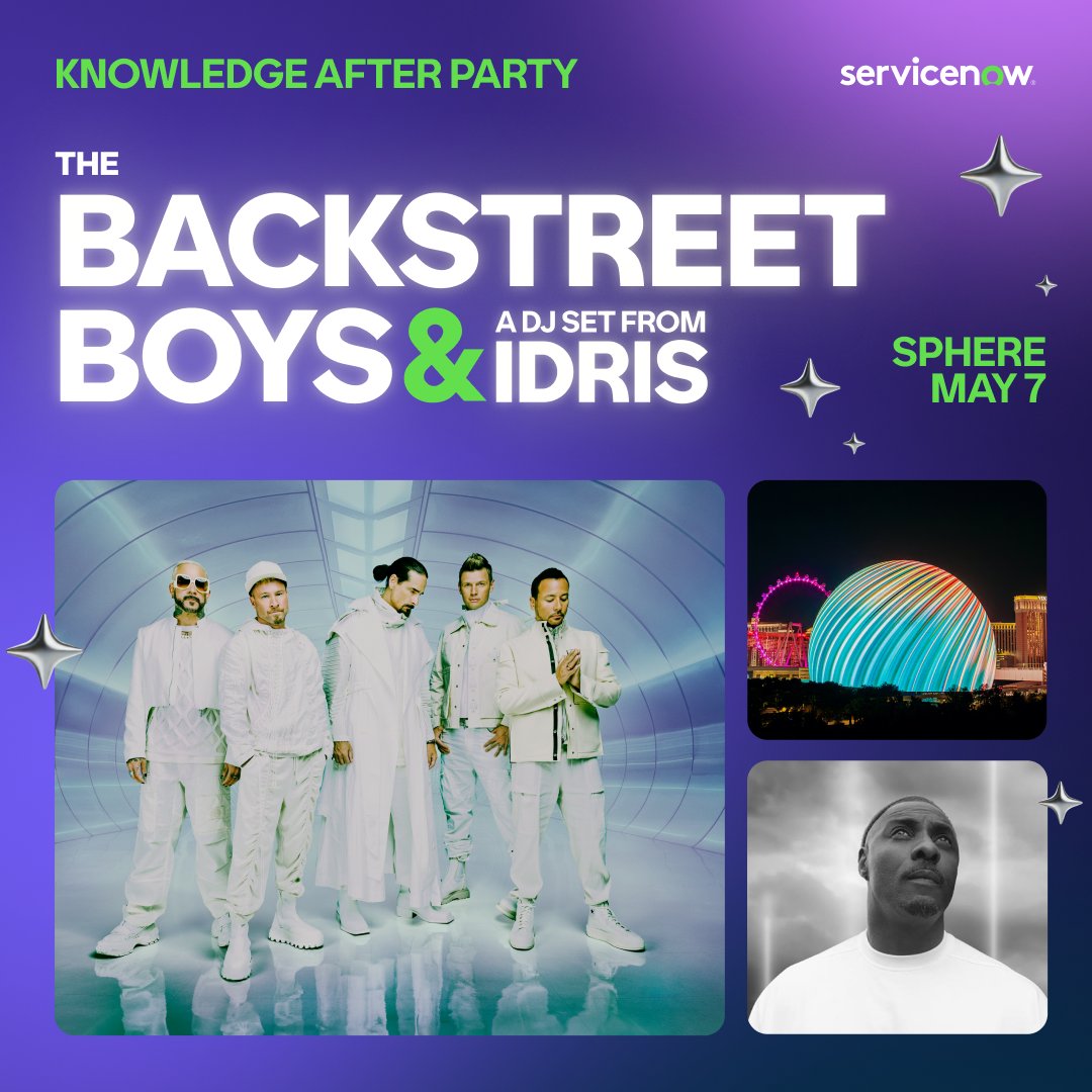 D_Henderson_TO's tweet image. Ever wondered what a party with the #BackstreetBoys and Idris sounds like? 🎶 The Sphere is the place to be for an epic #Knowledge26 After Party you won’t forget. Ready to dance the night away? sa.servicenow.com/AgNyT8gapndp