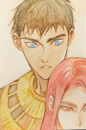 これ ENNEADの本国版S2-109公開時に、ホルスイケメンと唱えながら描いてた落書き。ホムセンの八切り画用紙をカットした小さい紙に描いてる。