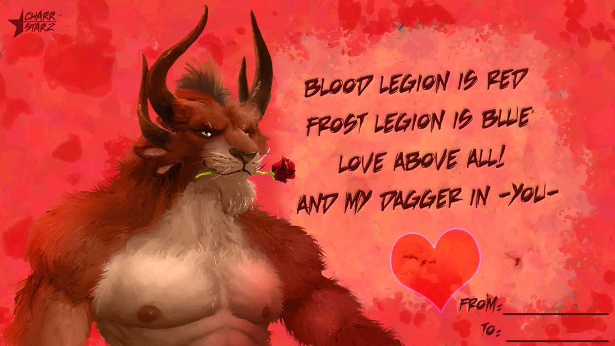 Happy Valentines Day to you all~ I'm gona leave my old V-cards art here for you~ remember to love yourself as well 🧡

[ #guildwars2  #charr ]