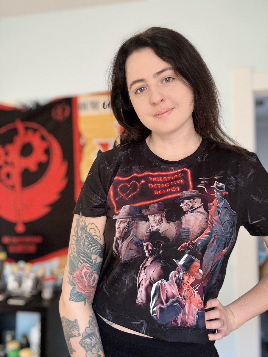 ash_lemonjello's tweet photo. Valentine detective agency 🫡 the perfect shirt to wear on Valentine’s Day from #blackmilk #fallout https://t.co/w0lPexJblo