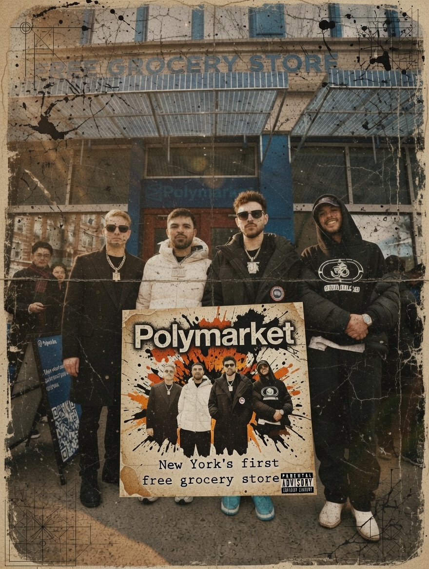 Why do these guys look like they're about to drop the hottest album of the year? 

Because they just built the #1 prediction market... and opened NYC's first free grocery store.

<a href="/shayne_coplan/">Shayne Coplan 🦅</a> <a href="/MatthewModabber/">Matthew Modabber</a> <a href="/joshbtucker/">Josh Tucker</a> <a href="/Polymarket/">Polymarket</a>