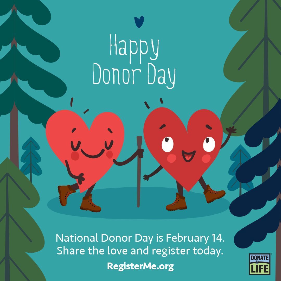 DelawareHealth1's tweet photo. Today is not only Valentine's Day it is National Donor Day. It is important to not only spread awareness and education about organ, eye and tissue donation but recognize those who have given and received donations. 

To learn more: https://t.co/wZBREr9IMe https://t.co/dm5KedDS5z