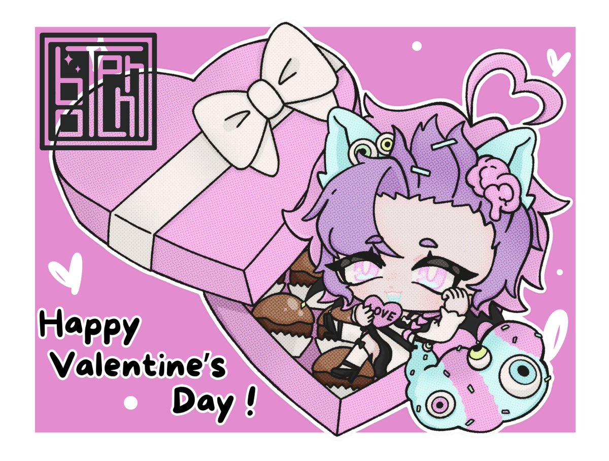 Happy Valentine's day everyone~<33! 
I hope all of you get some good snackies and have an amazing day ₊˚⊹♡

I myself am gonna go get a yummy monster and some chocolates for the day (˶>⩊<˶)~
⊹₊˚‧︵‿₊୨ᰔ୧₊‿︵‧˚₊⊹
🎨: <a href="/_Botenn/">Botenn ☆ Commission open</a>