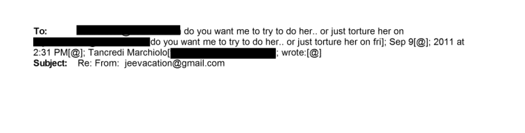 "Do you want me to try to do her or just torture her on Friday" - Italian entrepreneur Tancredi Salvatore Marchiolo discussing TORTURE with Epstein
