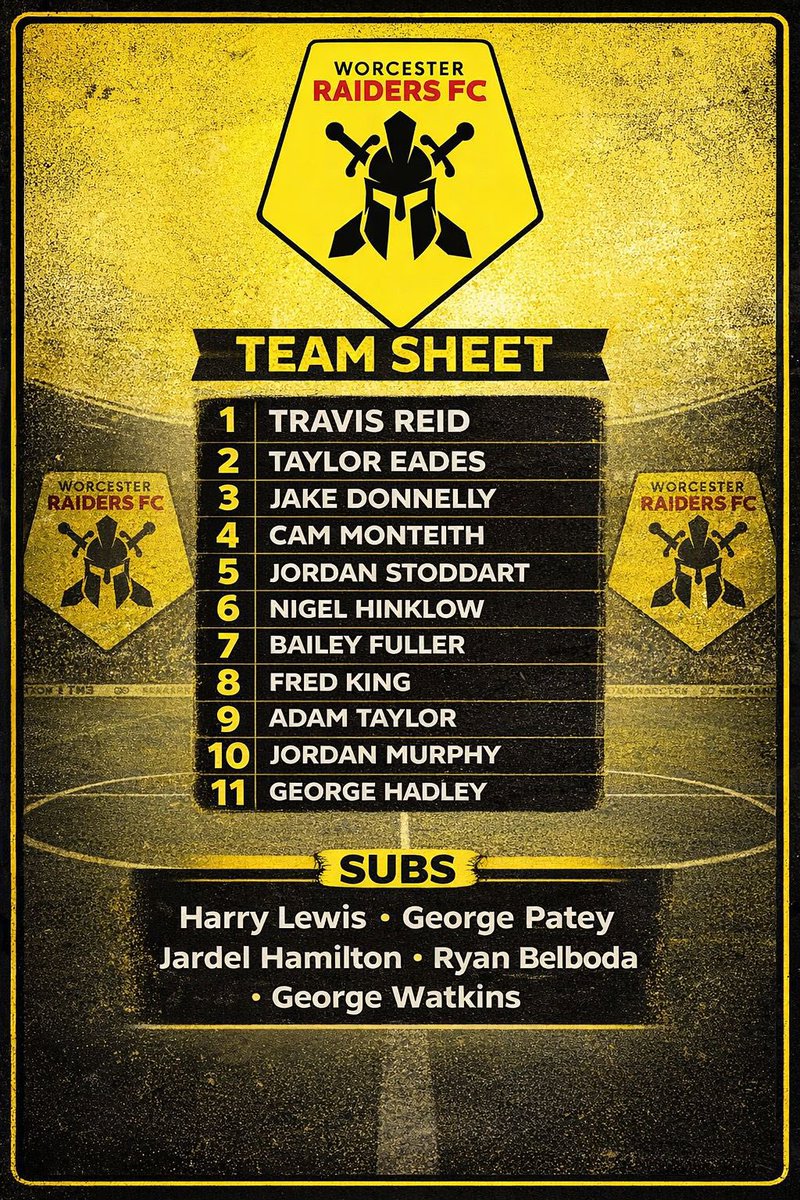 📋RAIDERS XI
A welcome back to Harry Lewis ,Fred King and Jardel Hamilton from long term injurys. Travis Reid comes in for his 2nd start for the suspended Charlie Emery.

#WeAreRaiders || #UTR⚔️