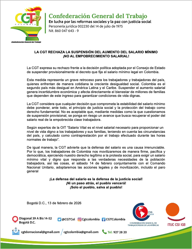 CGT Oficial Colombia tweet media