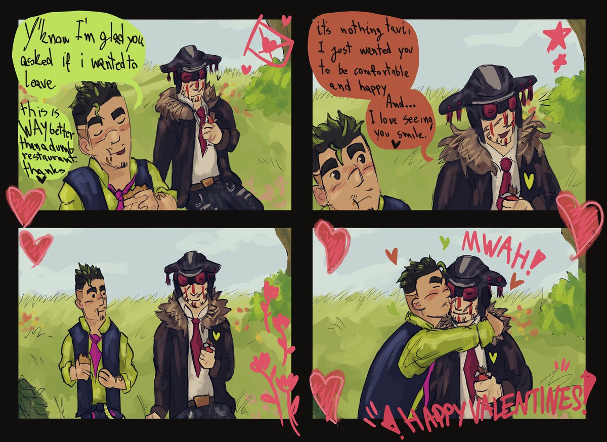 Morgan_Mortem's tweet photo. HAPPY VALENTINES DAY AGAIN!! HAVE A LIL #octhound COMIC TO READ!!! hope u all have a great day!! 💚💚💚❤️🩹❤️🩹❤️🩹 https://t.co/qvk2c6xRgy