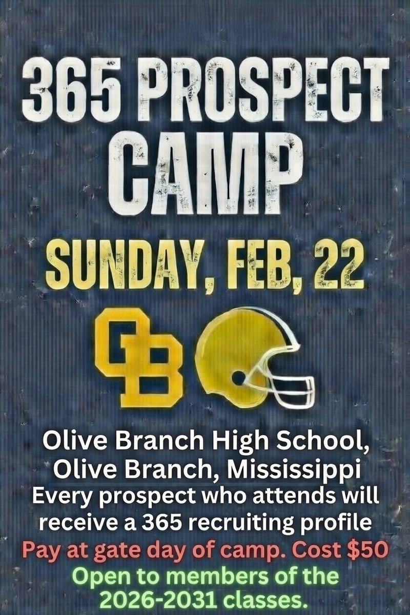 We will be there for evaluations on everyone who competes! Don't miss this opportunity to get on the recruiting radar right now! Registration at noon CT. Camp starts at 1:30 p.m. @rebels247 <a href="/Marcusdent93/">Marcus L Dent</a> <a href="/MissLou365/">Miss-Lou Recruits</a> <a href="/mikefitz71/">Mike Fitzsimmons</a> <a href="/warren_rowan/">Warren Rowan</a> <a href="/LeeAnnHerringOM/">LeeAnn Herring</a>