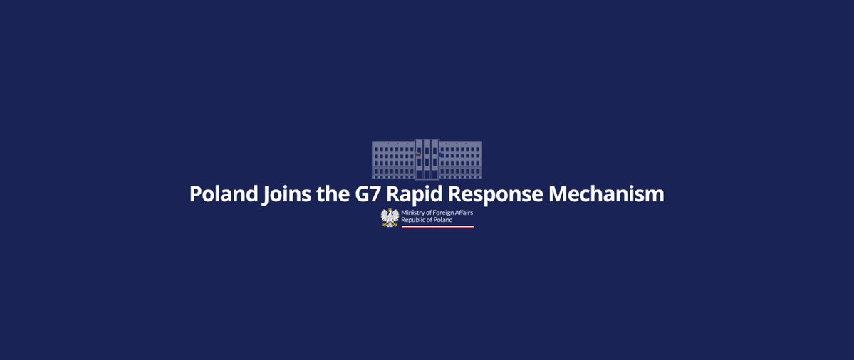 🇨🇦Kanada ogłosiła 13 lutego 2026 r., że 🇵🇱Polska dołączyła jako nowy członek stowarzyszony do grupy G7 RRM (Mechanizm Szybkiego Reagowania G7).

Co to jest G7 RRM?
Utworzona w 2018 r. na szczycie G7 w Charlevoix.
Celem wspólna walka z zagranicznymi ingerencjami w demokrację
