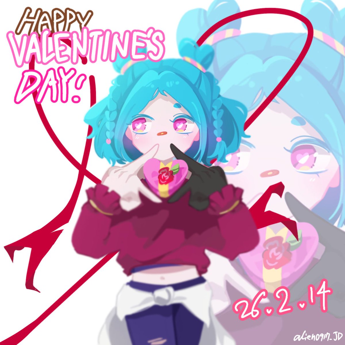 alien0917_JD's tweet image. &amp;lt;776일차&amp;gt; 해피 발렌타인데이💘
#justdancefanart #justdance #ValentinesDay #매일낙서