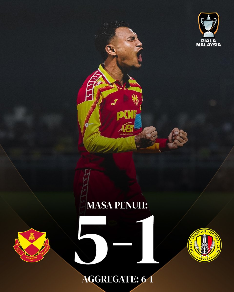 Selangor FC mudah membenam cabaran Negeri Sembilan FC untuk mara ke separuh akhir!

#PialaMalaysia2526 #LigaMalaysia #DemiLigaKita