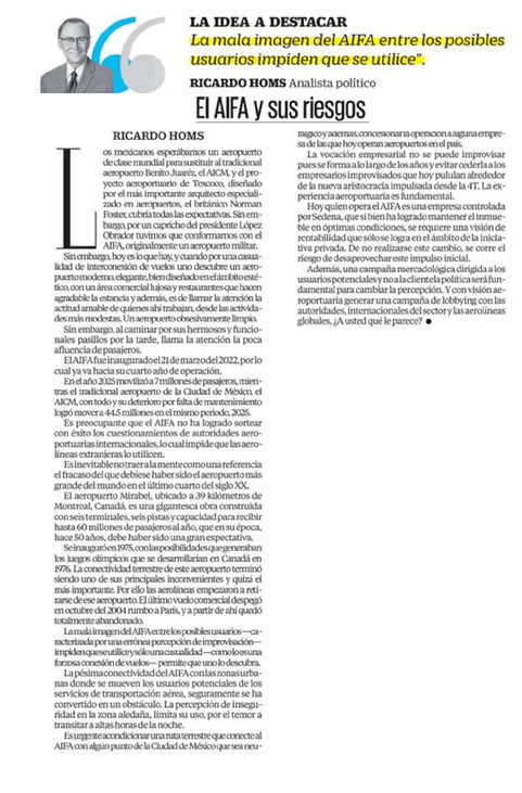 El AIFA y sus riesgos <a href="/homsricardo/">Ricardo Homs</a>