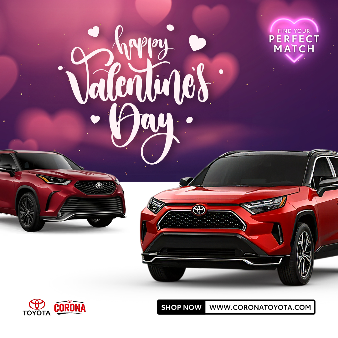 ToyotaofCorona's tweet image. Roses are red, violets are blue — your perfect car is waiting, and it’s calling you. 😉
 Find the one that makes your heart skip a beat this Valentine’s Day.

🚗❤️ #FindYourPerfectMatch #ValentinesDay #ToyotaofCorona

📲 coronatoyota.com
📞 951-633-8446