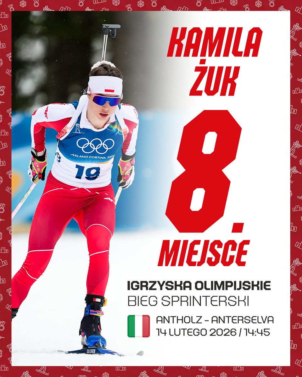pzbiath's tweet photo. Kamila Żuk 8. w sprincie biathlonowym na IO Milano–Cortina 2026 💪
Pewny występ i mocna walka na trasie w Antholz-Anterselvie ⛷️🔥 #biathlon 
👏🤍❤️ https://t.co/rhFoRptGwu