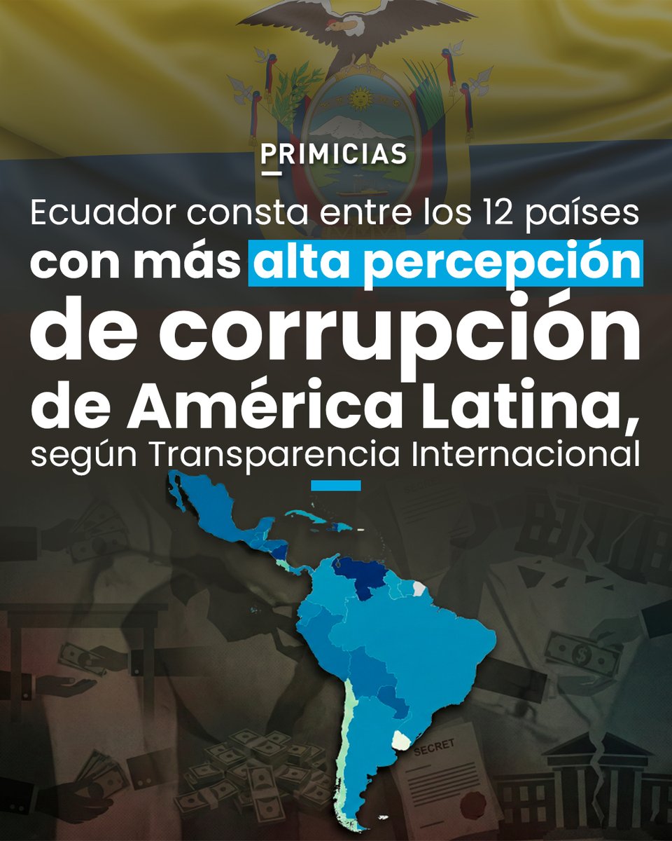 Transparencia Internacional confirma que el crimen organizado fomenta la impunidad en Latinoamérica. En Ecuador hay un declive en la transparencia, revela su informe 2025. prim.ec/3QbI50YfEM0