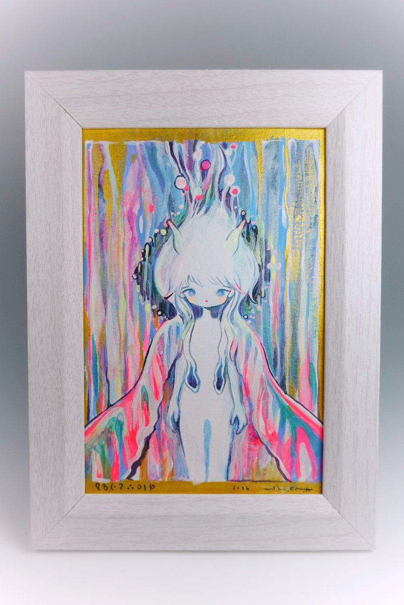 黄菊しーく 原画　18×23cm(額縁含む) si_ku painting