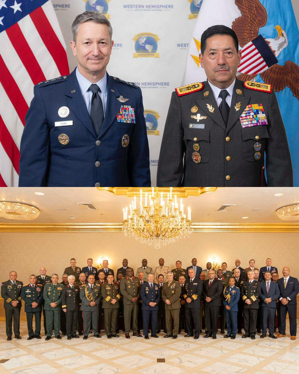 DefensaEc's tweet photo. ECUADOR SUMA APOYO INTERNACIONAL CON MÁS DE 34 PAÍSES, EN SU LUCHA POR LA SEGURIDAD 🇪🇨🤝🌎

➡️Con la participación de 34 naciones del Hemisferio Occidental, se desarrolló en Washington una reunión histórica de Jefes de Defensa. Es la primera vez que este espacio se realiza bajo el nuevo enfoque de la Estrategia de Seguridad de los Estados Unidos, que establece como prioridad del esfuerzo estratégico al Hemisferio Occidental y refuerza su visión de seguridad regional.

La presencia del Ecuador en este encuentro refleja el lugar que hoy ocupa su lucha en la agenda internacional. Desde la declaratoria del conflicto armado no internacional, el país ha mantenido acciones firmes y sostenidas contra el narcotráfico y el crimen organizado, posicionándose como un actor activo dentro de la coordinación hemisférica frente a amenazas comunes.💪🏻

El Ecuador estuvo representado por el jefe del Comando Conjunto de las Fuerzas Armadas, Grae. Henry Delgado, quien mantuvo una reunión con el General Caín, almirante y comandante del Comando Sur de los Estados Unidos y del Comando Norte de los Estados Unidos.

✅Durante la jornada se fortalecieron tres temas centrales:

• Estrategias de Seguridad Nacional de los Estados Unidos.
• Combate al Crimen Transnacional Organizado.
• Conciencia multidominio y control en los límites fronterizos.

La seguridad del Ecuador se defiende en territorio, pero también se consolida en estos espacios donde se alinean esfuerzos, se comparten capacidades y se construye una respuesta conjunta por la seguridad de cada una de las familias del Ecuador. 🤝