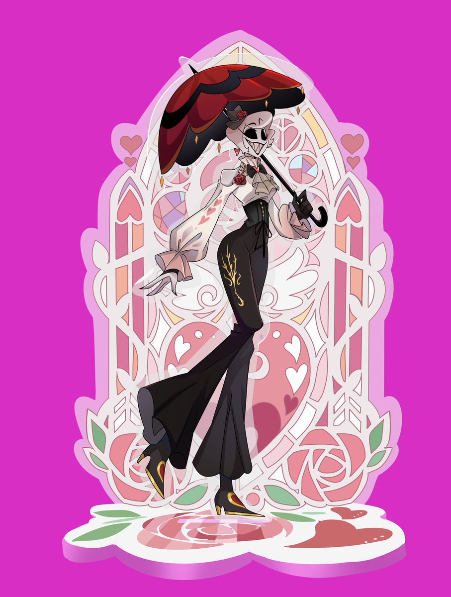 PeriQ5XG's tweet image. Rosie’s Valentine standee~❣️🌹
I WANNA BUY ROSIE’S MERCH SO MUCH 
#HazbinHotel #HazbinHotelFanart  #HazbinHotelRosie