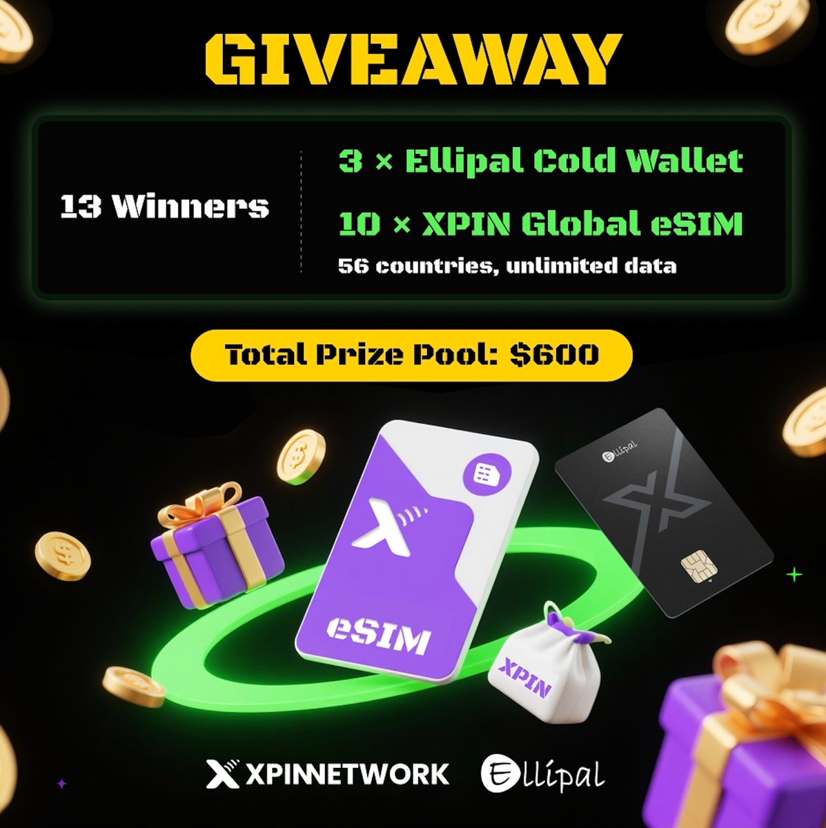 Valentine’s Day Giveaway 💘

Celebrating love &amp; secure connection with <a href="/ELLIPAL/">ELLIPAL</a> 

→ 3 Winners · Ellipal Cold Wallet 🏆

Keep your assets safe.
Stay connected worldwide with XPIN. 🌍

How to enter:
1️⃣ Follow <a href="/XPINNetwork/">XPIN Network🛰️</a> &amp; <a href="/ELLIPAL/">ELLIPAL</a>
2️⃣ Like + RT
3️⃣ Tag your Valentine (or your