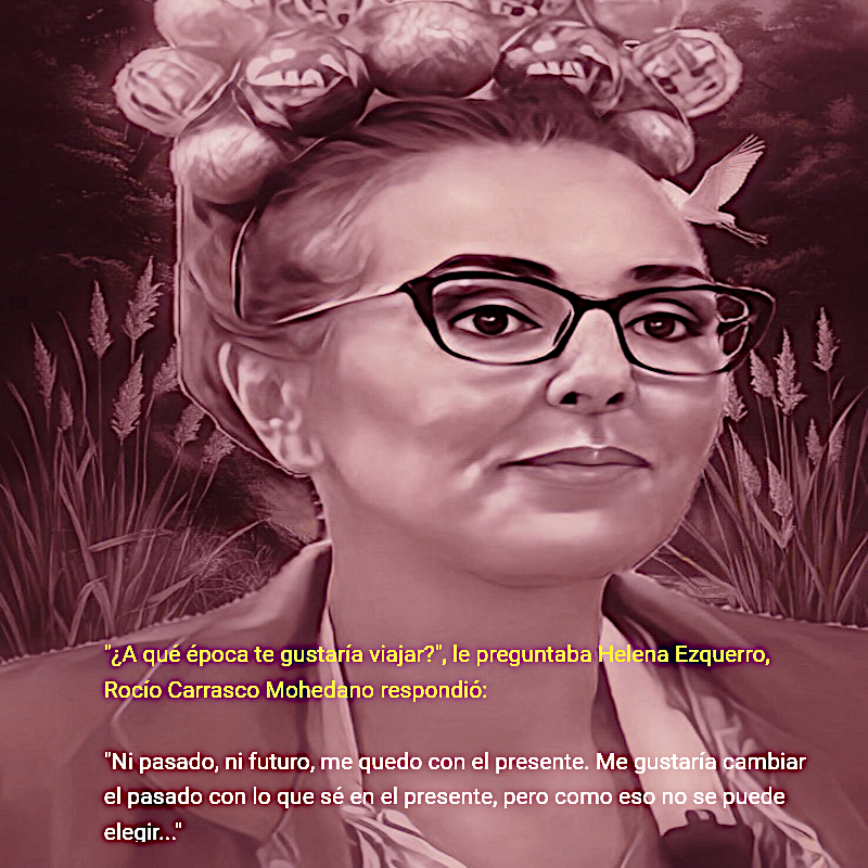 "¿A qué época te gustaría viajar?", le preguntaba Helena Ezquerro, #RocíoCarrasco Mohedano respondió: 

"Ni pasado, ni futuro, me quedo con el presente. Me gustaría cambiar el pasado con lo que sé en el presente, pero como eso no se puede elegir..." 

 #MareaFucsia #APOYOROCIO14F