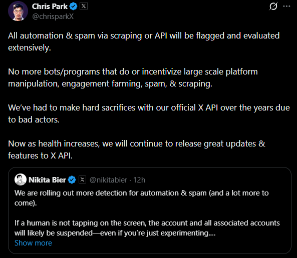 X will be rolling out more detection on automated posts and spam to ...