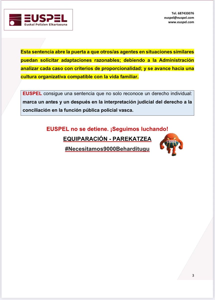 ⚖️ #EUSPEL-en zerbitzu juridikoen arrakasta, <a href="/BitosAdvocats/">Bitos Abogados</a>, laneko familia-kontziliazioa esparruan. 

Garaipen judizial berri horrek seme-alaben zaintza eta arreta errazten die lankideei.