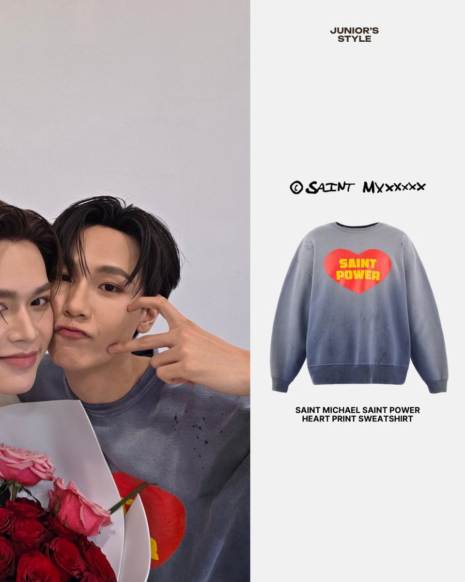 JUNIOR PANACHAI with SAINT Mxxxxxx

#SAINTMxxxxxx
- Saint Michael SAINT POWER Heart Print Sweatshirt

VDay with JuniorMark
#CentralRama9xJuniorMark #junniorrs