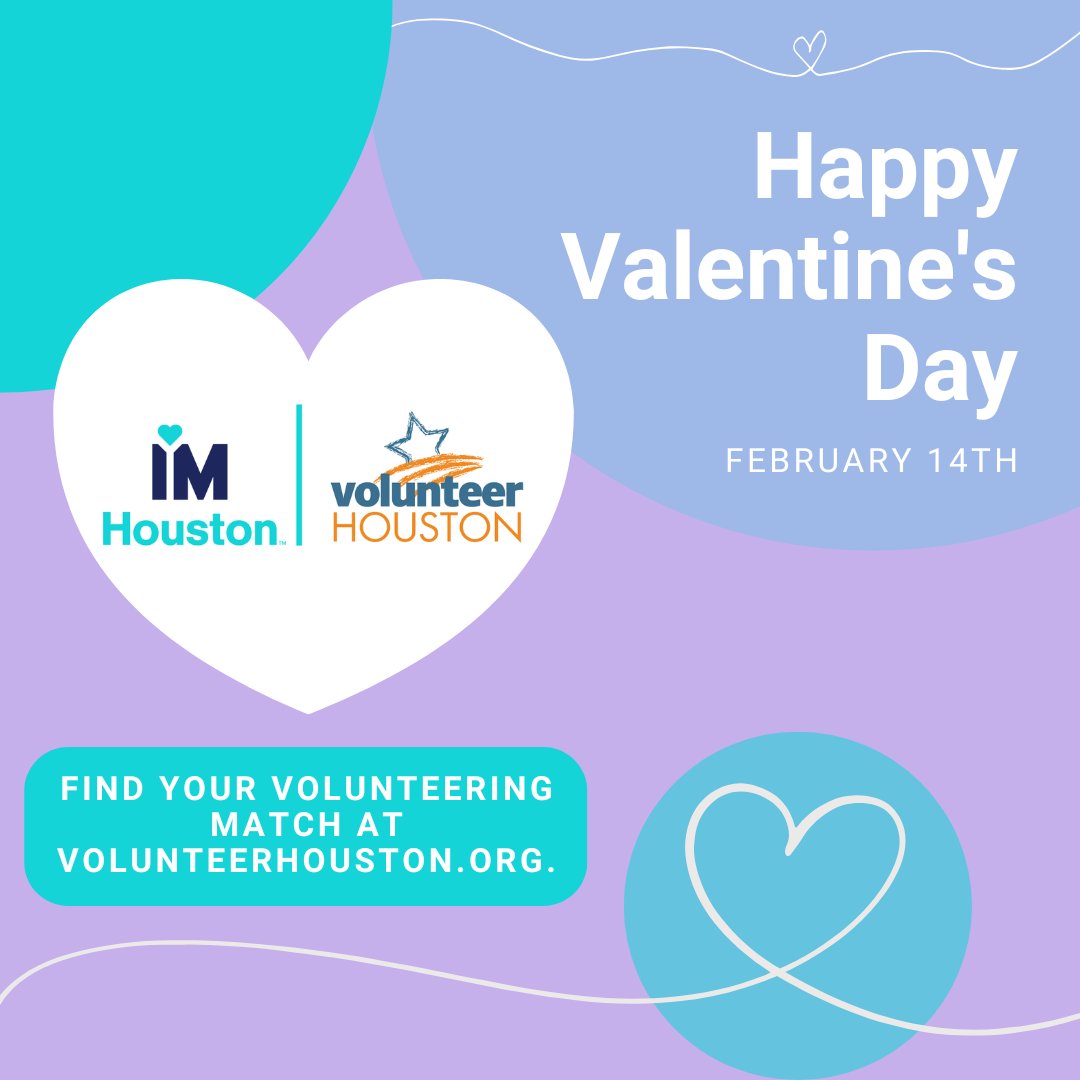 IMHoustonTx's tweet image. Happy Valentine’s Day from IM Houston!
Looking for the perfect match? Find a volunteer opportunity you’ll love at VolunteerHouston.org.

#VolunteerHouston #ValentinesDay #FindYourMatch @VolunteerHou