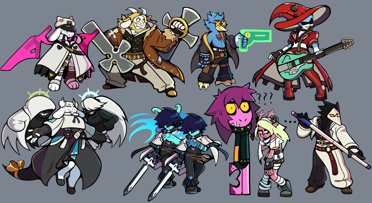 ImQuiteSleepy's tweet image. Just realized I haven't put all the Guilty Gear x Deltarune art together lol