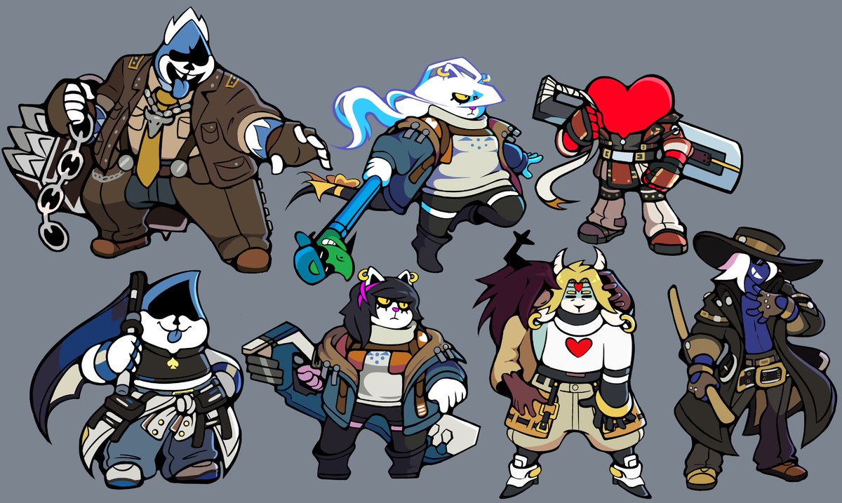 ImQuiteSleepy's tweet image. Just realized I haven't put all the Guilty Gear x Deltarune art together lol