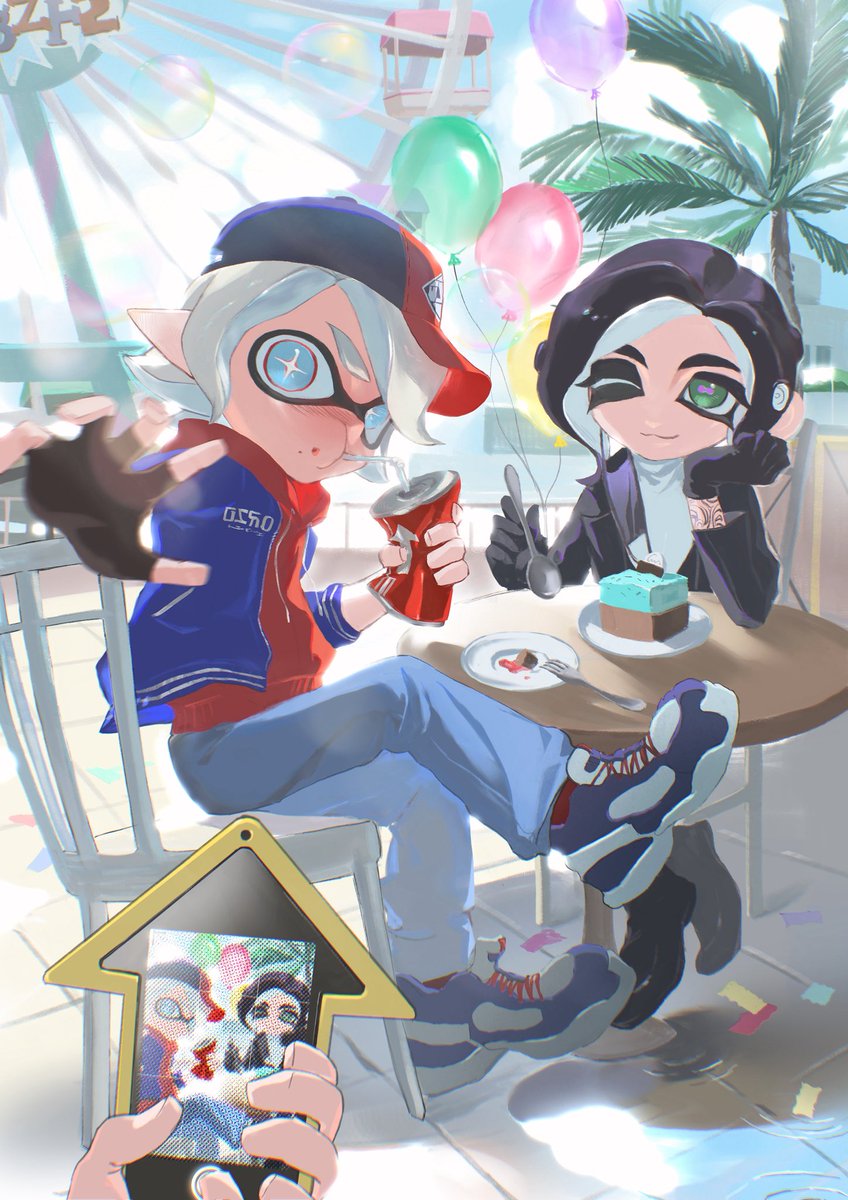 yeheyuan's tweet photo. 💖💖Valentine’s Date💖💖
NeroV&amp;Splatoon crossover
偶像尼禄&amp;薇，游乐园约会中🤭🤭🤭
#dmc #NeroV #Splatoon https://t.co/T0TtthMJZy