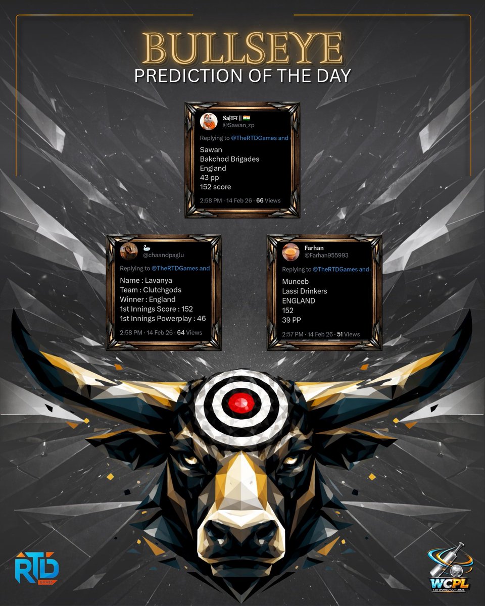 Congratulations <a href="/muneebcreationx/">Muneeb</a> <a href="/chaandpaglu/">🦢</a>  <a href="/Sawan_zp/">𝐒𝐚|वन || 🇮🇳</a> for Predicting First Innings score in #ENGvsSCO game 🎉

#WCPL