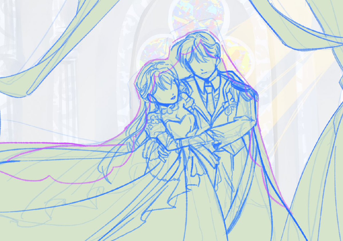 아이테리 웨딩 러프2차..
러프를 보통 3개를 그립니다
#빙의자를_위한_특혜