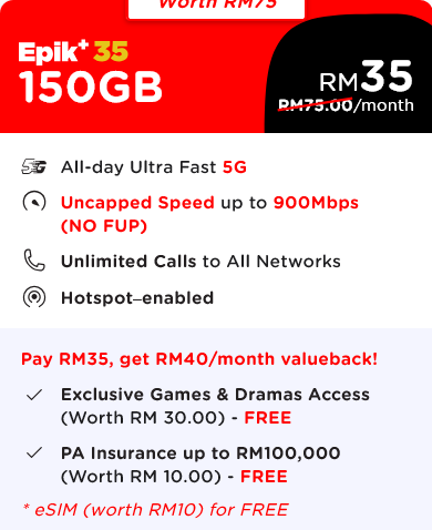 aara_jan's tweet photo. @wwbeew Prepaid epik+ awak.. saya guna yang RM35 je cukup data 150GB. Unlimited call &amp; hotspot. https://t.co/NUIB55Rshf