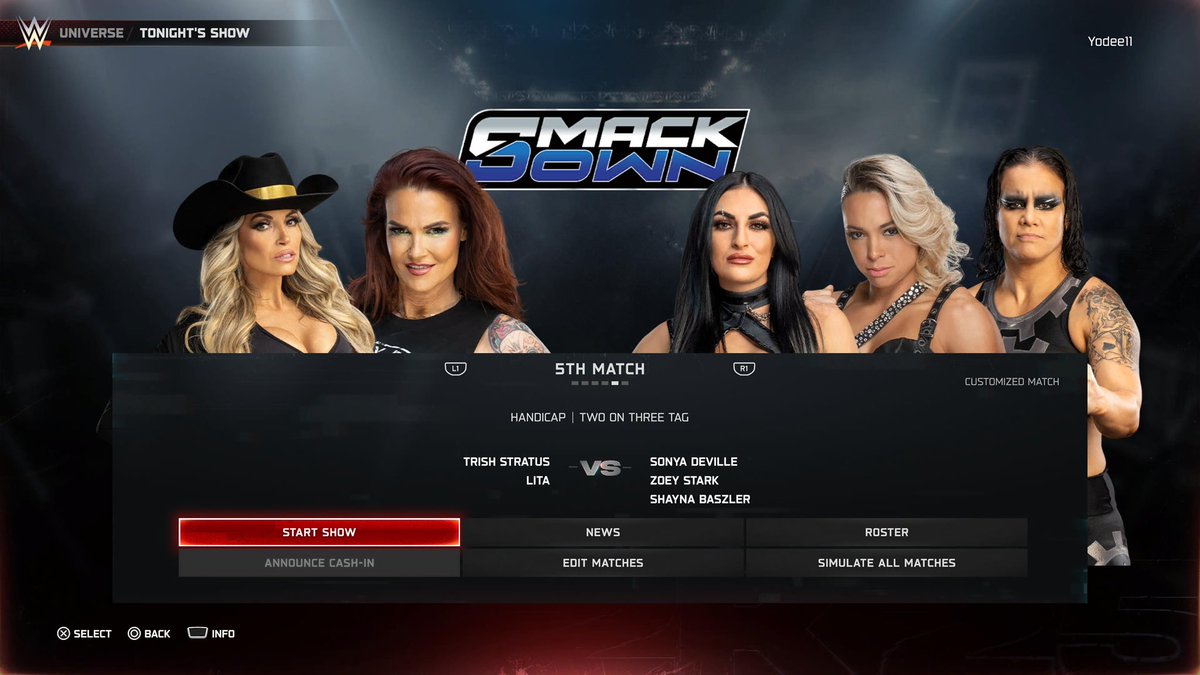 _yodee11's tweet image. #SmackDown

🔥🔥🔥🔥

Subscribe- #Yodee11 

Link 🔗 youtube.com/live/1O_myi3J0…

Feat 

-20 Man Battle Royale 

- #JohnCena / #JacobFatu 

- #TrishStratus &amp;amp; #Lita 
Vs 
#ThePureFusionCollective 

-#MightyMolly vs #IvyNile 

And More….