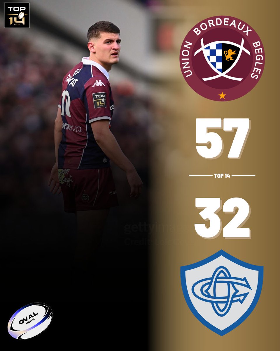 Dans un festival offensif, Bordeaux résiste au retour castrais et va chercher un précieux bonus offensif !

📸 Loic Cousin (Getty Images)

#rugby #Top14 #ubb #bordeaux #castres