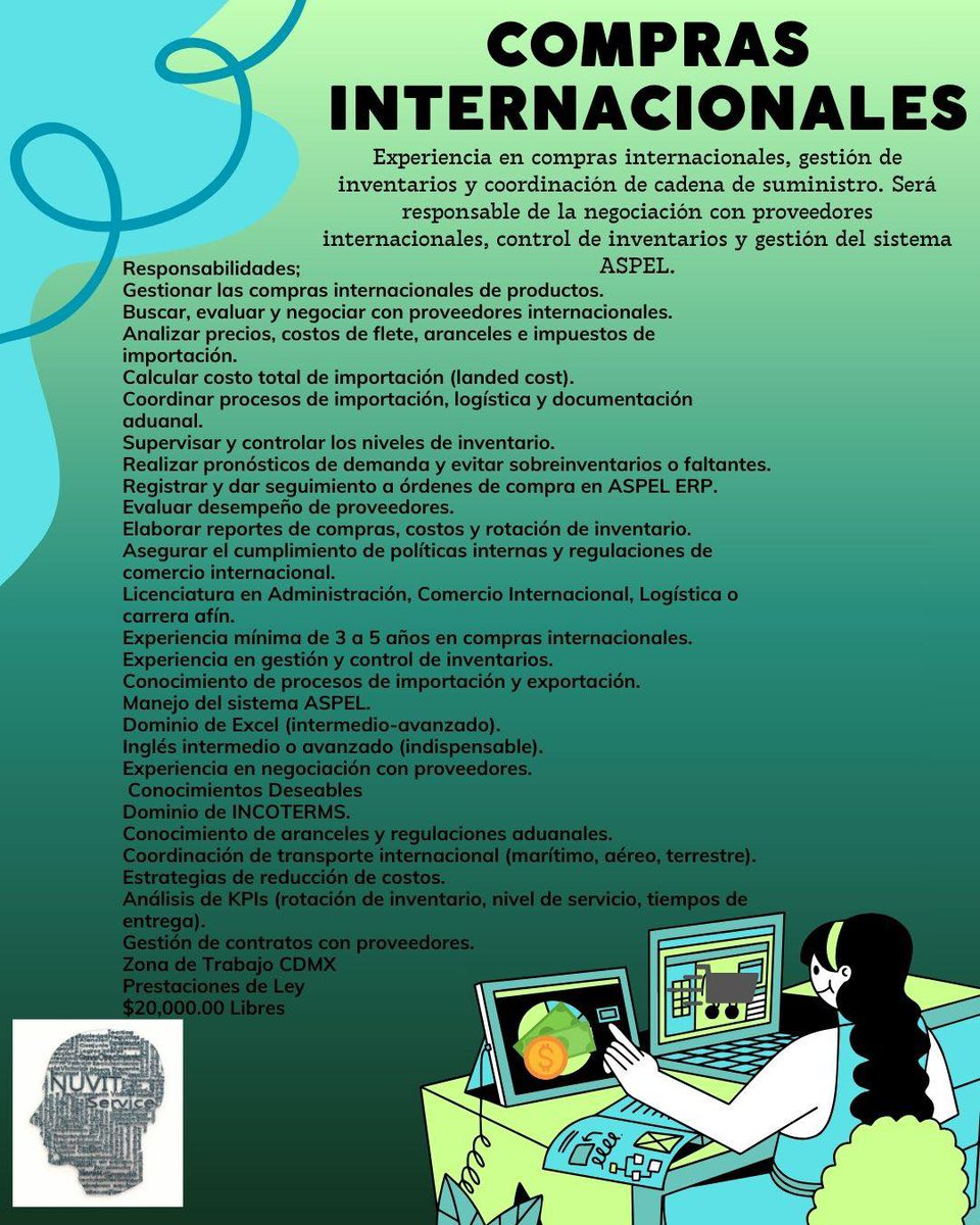 NuvitService's tweet photo. #NuvitService #Compras #Internacionales #empleo #trabajo #cdmx https://t.co/9PKdHH0iZM