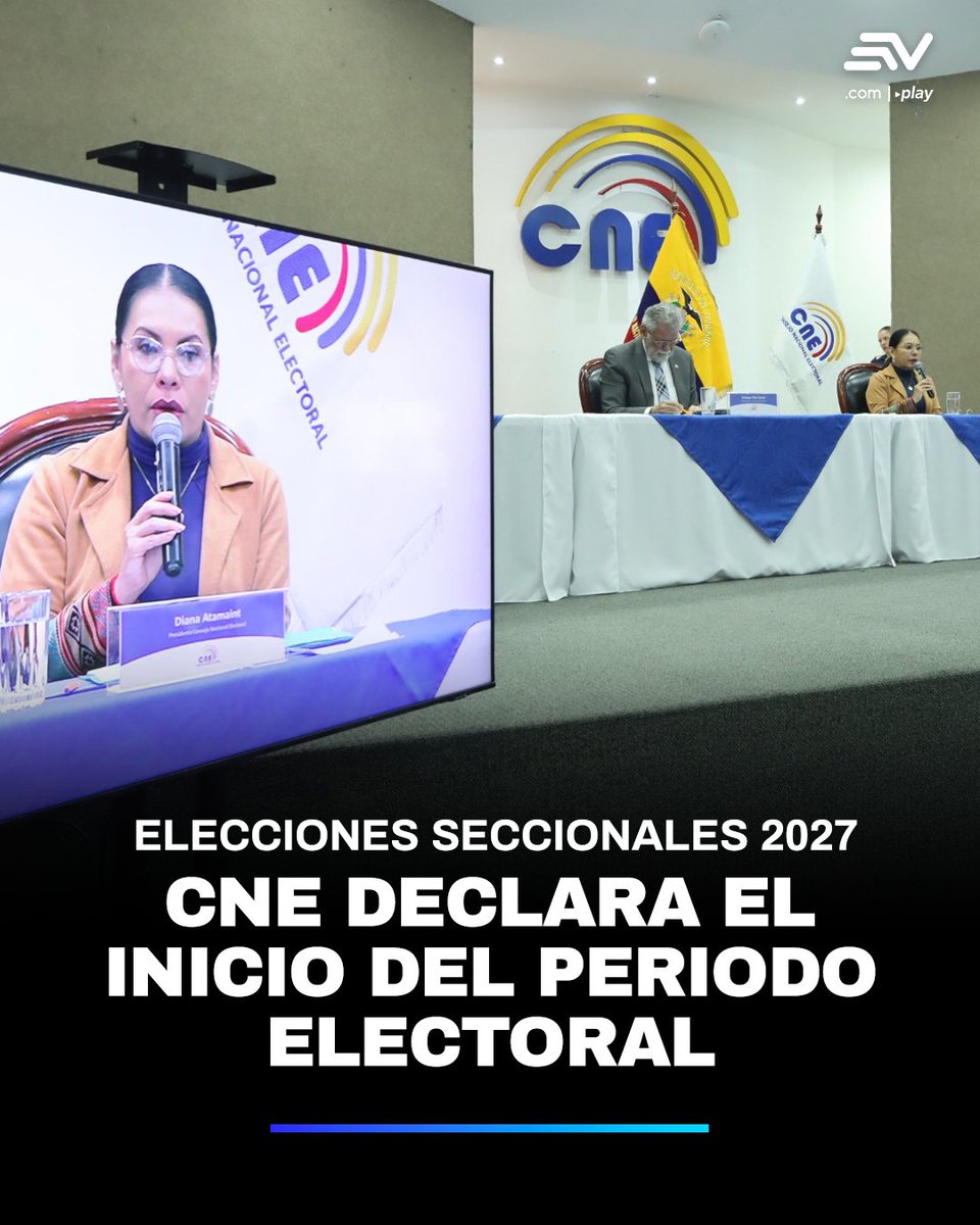 El Pleno del Consejo Nacional Electoral (CNE) 🗳️ declaró el inicio del periodo electoral de las elecciones seccionales 2027 desde este sábado 14 de febrero. 👉 bit.ly/40aYPlO