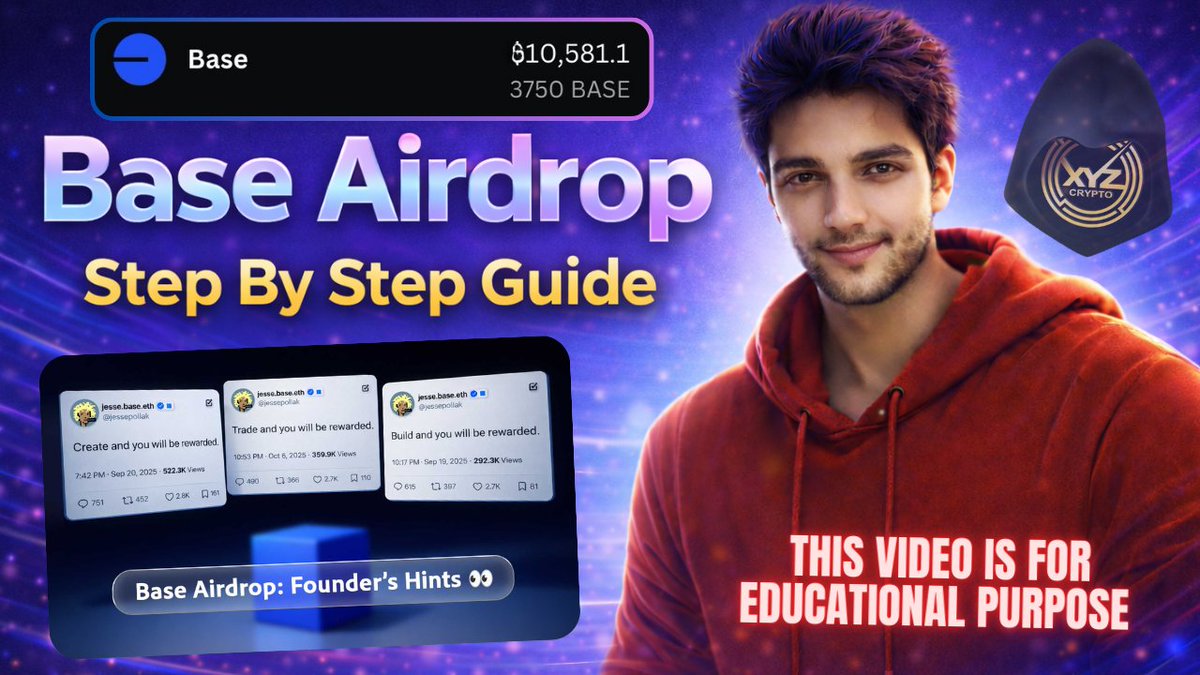 🚀 Base Airdrop Strategy 2026: Don’t Miss the Next Big Drop <a href="/base/">Base</a>
 
The Base Airdrop video is live now. 👊
Watch here:
youtu.be/ldqyhi1u3h4?si…

⬇⬇⬇⬇⬇⬇⬇⬇⬇⬇

Focus Areas:

<a href="/baseapp/">Base App</a>
Base Ecosystem
On-chain Activities (Very Important)

In 2024, many users received multiple