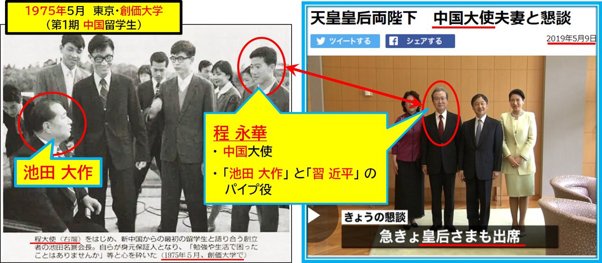 conch_222's tweet photo. @n846king @cyud0u そりゃ特別親中でもない人の親書と中国ずっぷり党を同列にはできないです。
1975年に中国からの初めての留学生６人を日本の大学として創価大学が初めて受け入れた時に
池田大作が保証人にまでなってるじゃないですか。
その時の学生が後に大使になって金平とのパイプ役にってエピも役満すぎる。 https://t.co/EtmT87Sv9H