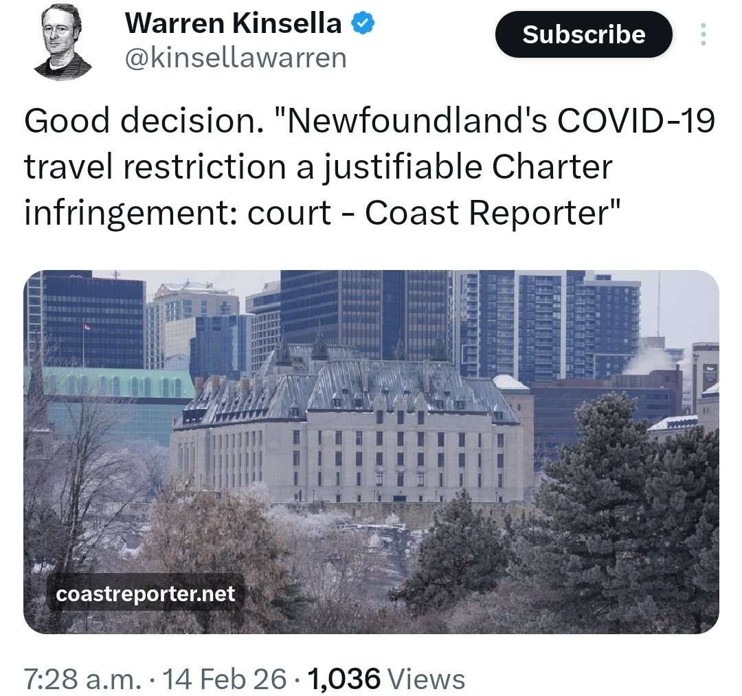 This is not a good decision. 
In the US, covid restrictions have routinely been struck down because they violated people's rights. The American constitution means something. 
In Canada, our Charter rights are more recommendations than actual rights. Our constitution is worthless.