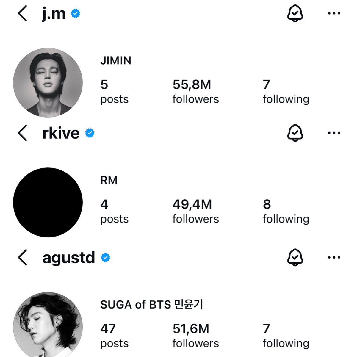 จีมิน พี่นัม พี่ก้า เริ่มซ่อนโพสต์ในไอจีเหมือนแอคบังทันแล้ว

ใครจะเป็นรายต่อไป?