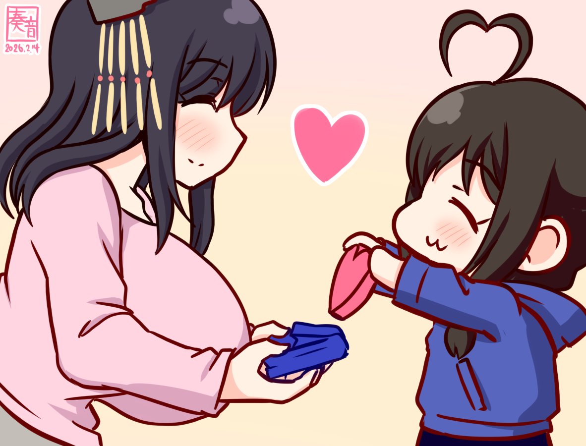 「やましろ あげる!」
「はい、じゃあ私もしぐれにあげるわね」
「やましろ すき!!」
「ふふ、私もよ」
「むふー」

#ママ城とちびしぐ 