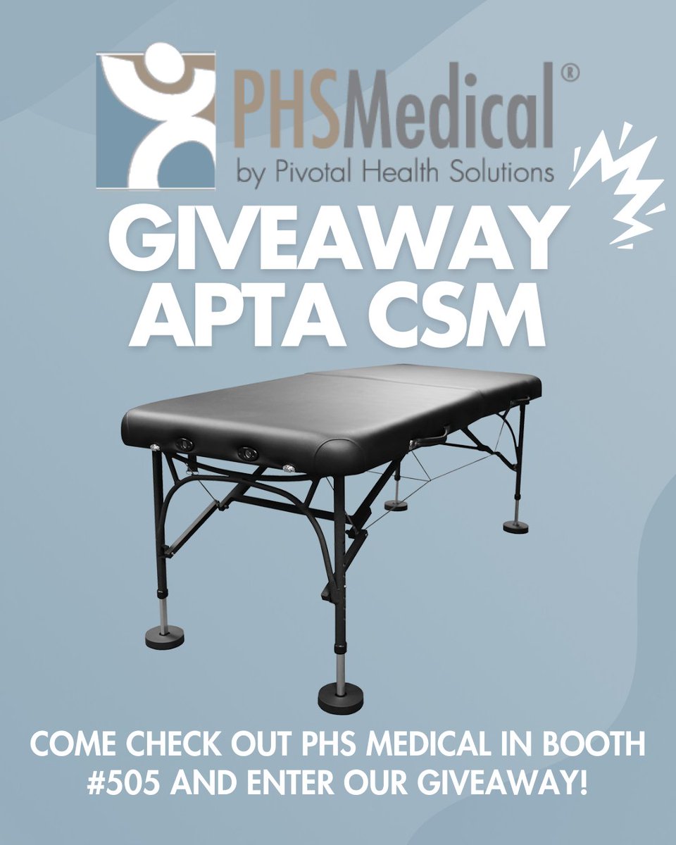 PHSMedical's tweet image. 🎉 Giveaway at APTA CSM! 🎉 Today is the last day to visit Booth 505 and enter for a chance to win and to explore our latest rehab and therapy solutions for your clinic or therapy space! ✨ Don’t miss out! 

#APTACSM #PHSMedical #Booth505 #GiveawayTime #WinWithUs