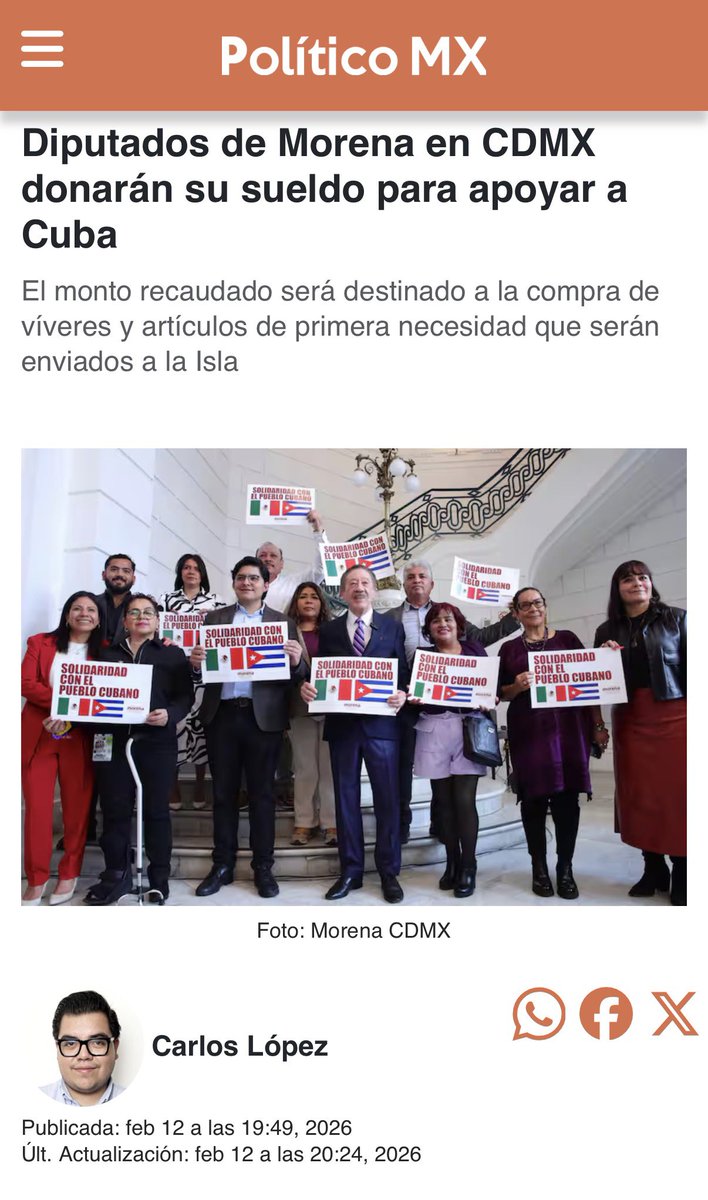 En #Morena jamás ha donado un solo día de sueldo para los damnificados del huracán Otis en Acapulco, ni para las inundaciones en Veracruz de 2025, ni para los niños con cáncer sin medicinas.

Pero para la dictadura cubana sí.

Así son las prioridades del narcopartido: primero su