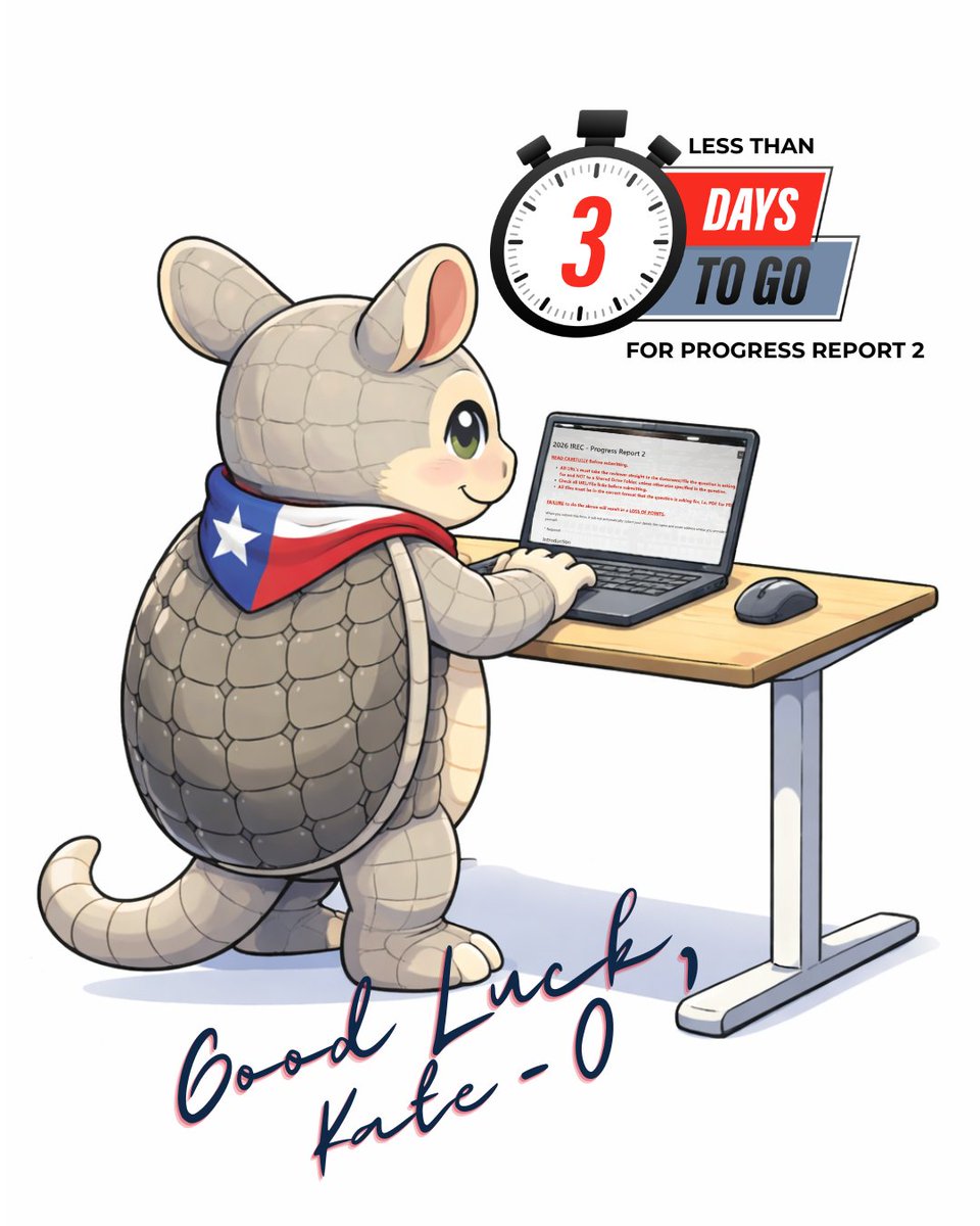 ESRArocket's tweet photo. Rocketeers,

This is your reminder that Progress Report 2 (PR2) is due very soon.

* Date: February 16
* Time: Before 5:00 PM CT

Please do not wait until the last hour to submit.
#ESRA #2026IREC #KATEO https://t.co/1EB2bcQWb3