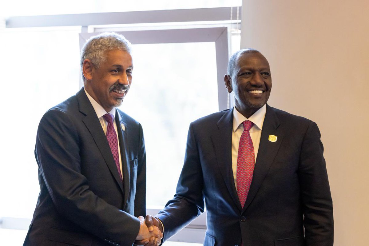 WilliamsRuto's tweet photo. Met Africa Development Bank President Sidi Tah on the sidelines of the 39th Ordinary Summit of the African Union Heads of State and Government, Addis Ababa, Ethiopia.

We discussed the various programmes we are implementing together and the projects that are in the pipeline. We expressed satisfaction with the 90 per cent works ongoing at Thwake Dam. 

Other critical programmes include the water and sanitation projects in small towns across Kenya, roads and  the continued expansion of Konza Technopolis.