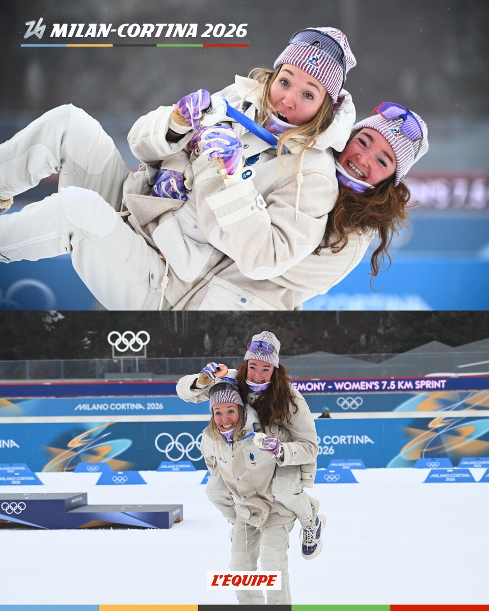 La belle complicité sur le podium du sprint aux Jeux Olympiques 2026 entre Océane Michelon et Lou Jeanmonnot 
➡️ l.lequipe.fr/7qz